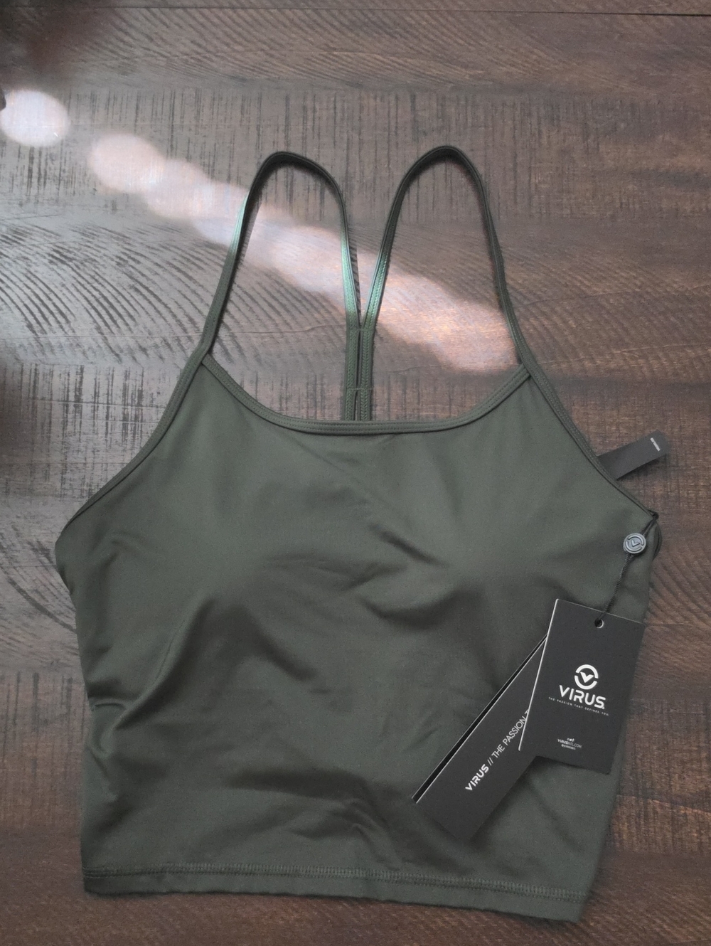 Virus Olive Green Strappy Sports Crop